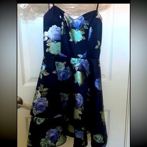 Short, Strapless DRYCLEANED Floral Shimmer Dress 3/4 from Macy’s